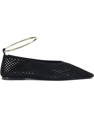 Jil Sander Suede Perforated Ballet Flats - Black