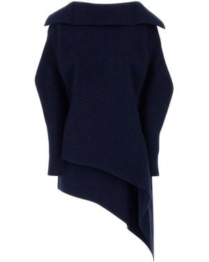 Givenchy High-Neck Slashed Knit Dress - Blue