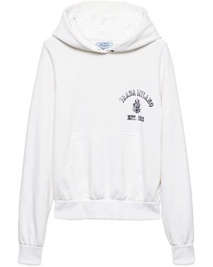 Prada Hoodie Met Logoprint - Wit
