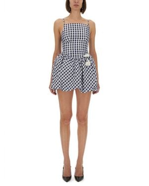Self-Portrait Chequered Taffeta Mini Dress - Blue