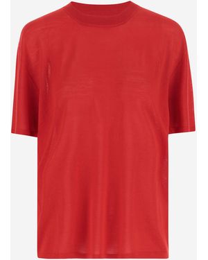 ARMARIUM Wool T -shirt Met Logo - Rood