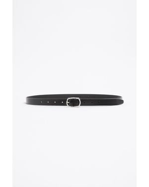 Ann Demeulemeester Garland 2 Cm Belt With Hammered Buckle Oily Calf S - Black