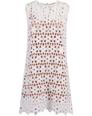 Michael Kors Faux Crochet Mini Dress - White
