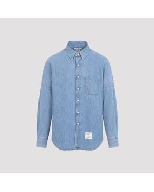 Thom Browne Corte recto de L/S camisa - Azul