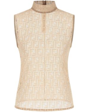 Fendi Spitzentop "Ff" - Natur