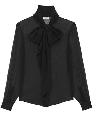 Saint Laurent Blusa mit Lavallière -Hals - Schwarz