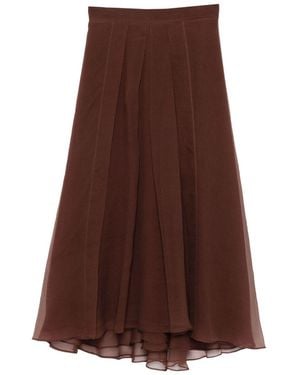 Brunello Cucinelli Silk Long Skirt - Brown