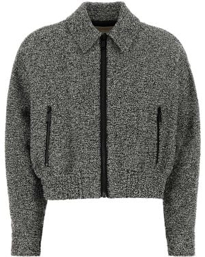 MICHAEL Michael Kors Two-Tone Tweed Bomber Jacket - Grey