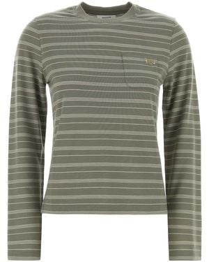 Maison Kitsuné Striped Long Sleeve Regular Tee-Shirt - Green