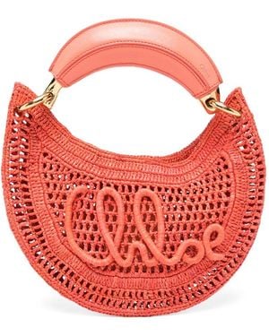 Chloé Summer Banana Rafia Mini Hobo Bag - Pink