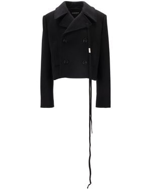 Ann Demeulemeester Truide Cruzado Caban Melton Lana - Negro