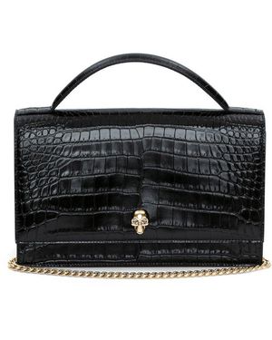 McQueen Alexander MC Queen Schädel mittelgroße Leder -Shoudler -Tasche - Schwarz