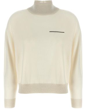 Peserico Lurex Details Rollkragenpullover - Weiß