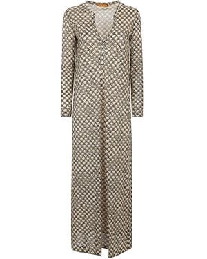 Siyu Printed Long Dress - Grey