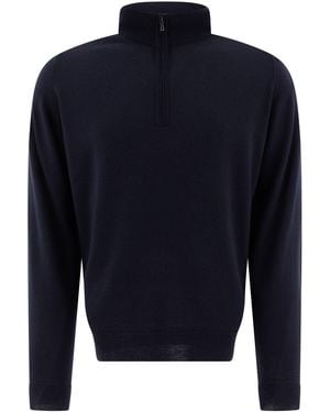 John Smedley "Tapton" halb Zip -Pullover - Blau