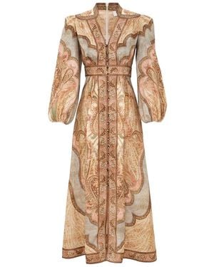 Zimmermann Wanderlust Linen Midi Dress - Natural