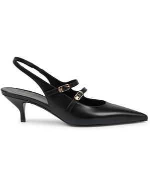 Celine Slingback Mary Jane Leather Shoes - Black