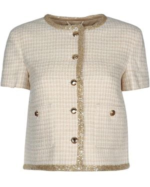 Miu Miu Check-Pattern Tweed Jacket - Natural