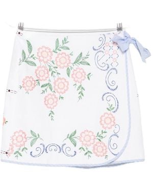 Relax Re-Luxe Embroidered Cotton Skirt - White