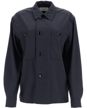 Lemaire Double Breasted Twill Oversh - Blau