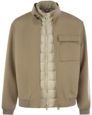 Paltò Artuto Wol En Nylon Bomberjack Met Vest - Naturel