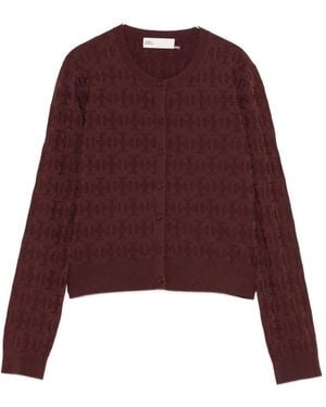Tory Burch Cardigan Con Scollo Tondo By - Rosso
