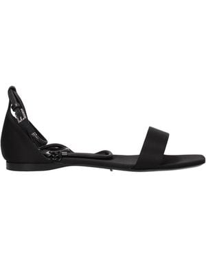 Max Mara Black Satin Flat Sandals