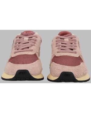 Autry Multicolour Layered Suede Nylon Sneakers - Pink