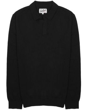 MC2 Saint Barth Merino Jumper With Polo Collar - Black