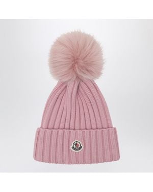 Moncler Wool Beanie With Pompom - Pink