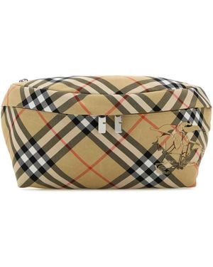Burberry Embroidered Fabric Check Belt Bag - Metallic