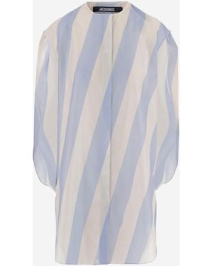 Jacquemus Katoenen Overhemd Met Gestreept Patroon - Blauw