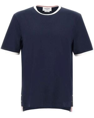 Thom Browne T-Shirt Met Contrasterende Afwerking - Blauw