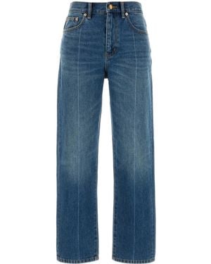 Tory Burch Slim Denim Cotton Jeans - Blue