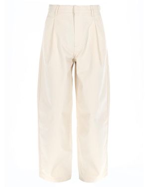 Drole de Monsieur Pleated Wide-Leg Cotton Trousers - Natural