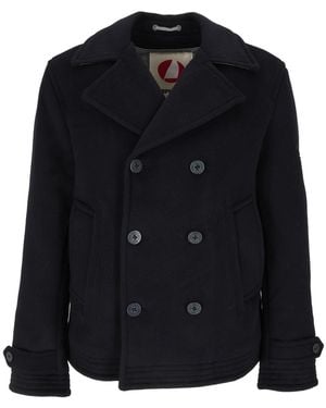 Murphy & Nye Nights Tack Jacket Wool Double-Breasted Peacoat - Black