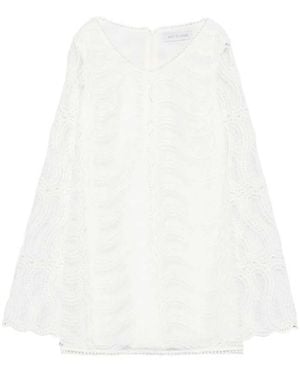 Raquel Diniz Maty V Neck Dress With Wavy Lace - White