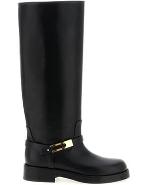 Elisabetta Franchi Logo Strap Boots - Black