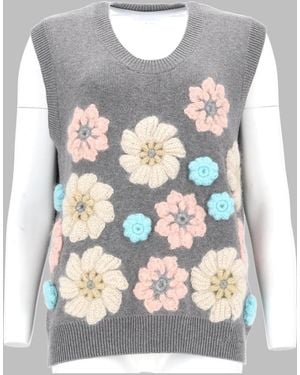Ganni Gilet Con Applicazioni Floreali - Gray