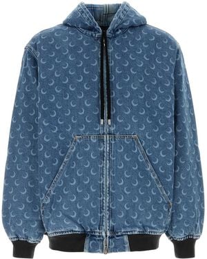 Marine Serre Denim Bomber Jacket - Blue