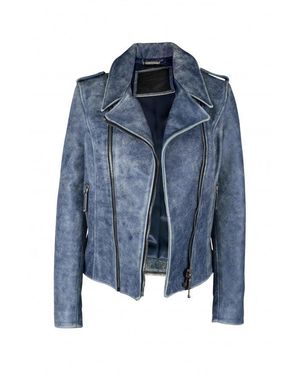 Philipp Plein Aged Leather Perfecto Jacket - Blau