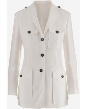 Tagliatore Chaqueta de lino con botonadura sencilla - Blanco
