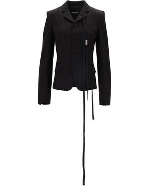 Ann Demeulemeester Chaqueta de corte slim Pelagie deconstruida Gabar de algodón - Negro