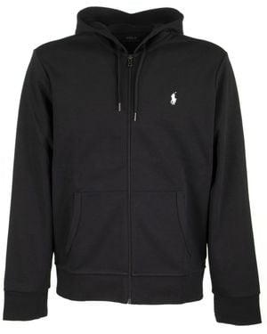 Polo Ralph Lauren Double-Knitted Full-Zip Hoodie With Signature Embroidery - Black