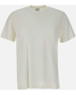 Eleventy Hoogste Wit Katoenen Modaal Crew Nek T -shirt