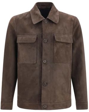 Salvatore Santoro Button Front Suede Jacket - Brown