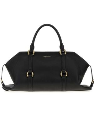 McQueen Leather Medium Farringdon Handbag - Black