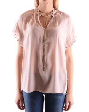 Michael Kors Silk Blouse With Flutter Sleeves - Pink