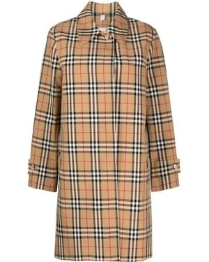 Burberry Check Motif Raincoat - Natural