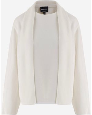Giorgio Armani Jersey de lana con cuello drapeado de - Blanco